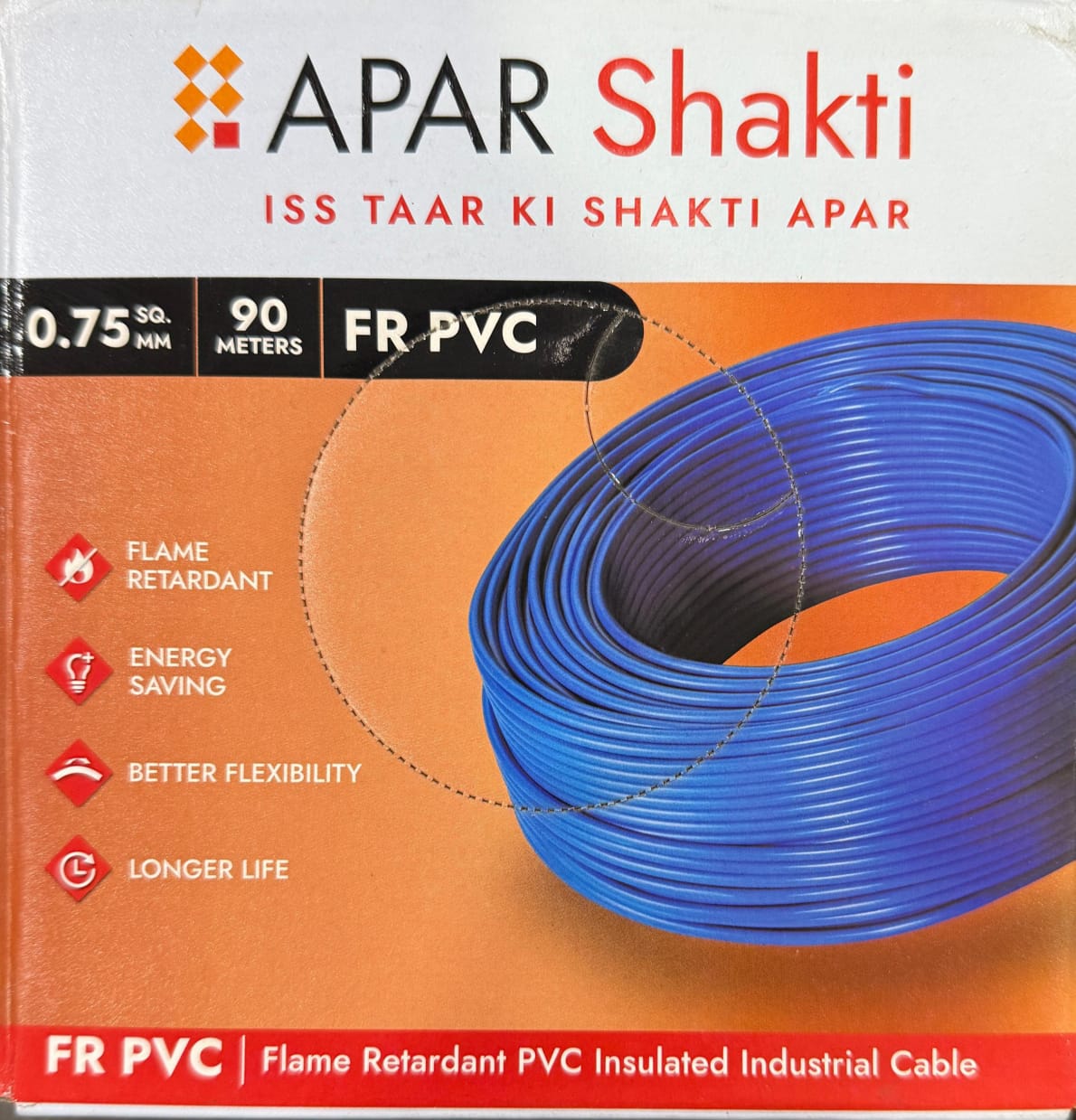 APAR shakti EBXL HR FR PVC Wire 90m [0.75 sq. mm, Red]